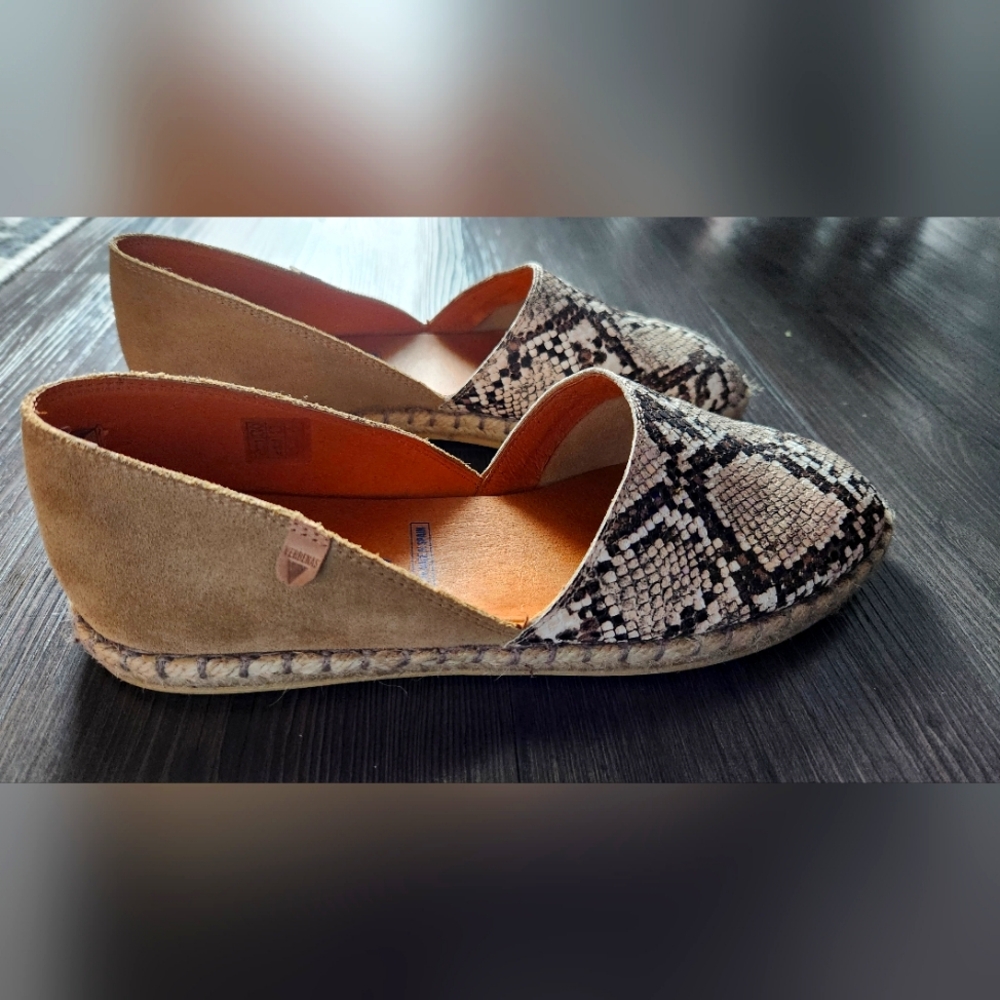 Verbenas Espadrilles Beige Suede Snake Skin. Made in Spain